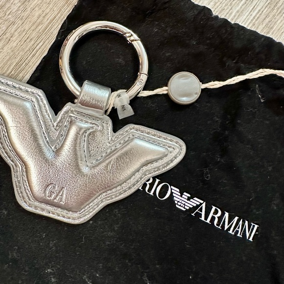 Emporio Armani leather keychain bird silver - Picture 2 of 3